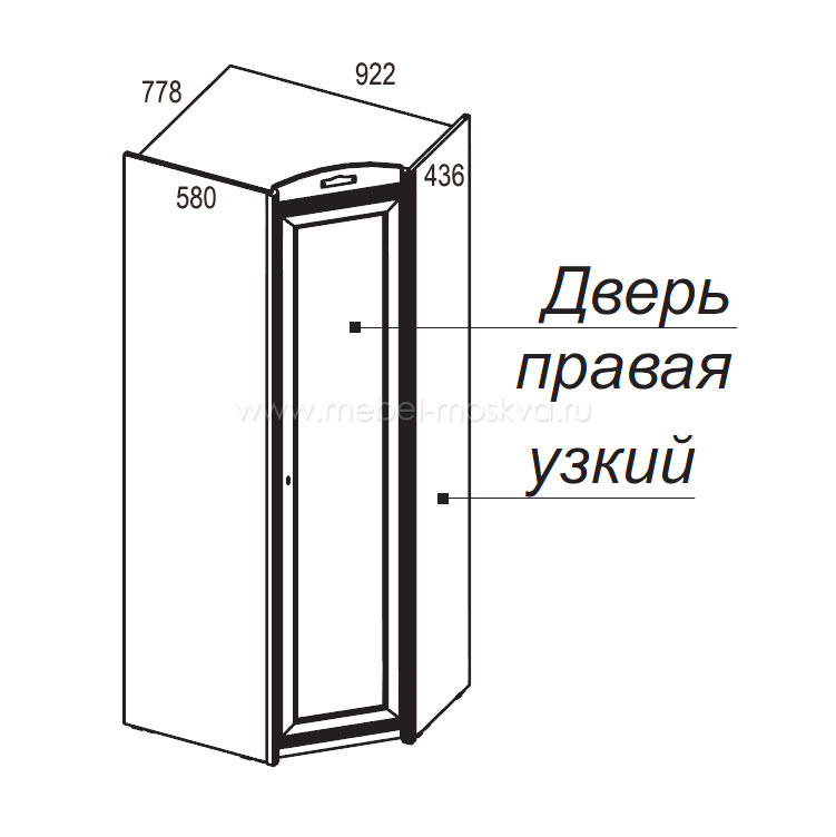 337.104-Dr-Ca-R Угловой шкаф Атлантида Лагуна (дуб Ривьера) 337.104-Dr-Ca-R