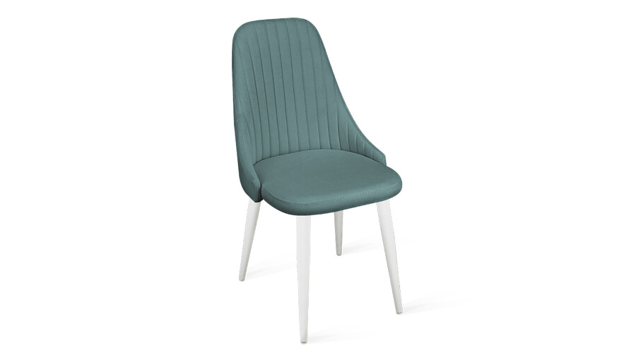 ДП2-30 Стул «Франк» (конус) исп. 2 - ДП2-30 Белый матовый/Микровелюр Madera Aquamarine (аквамарин)