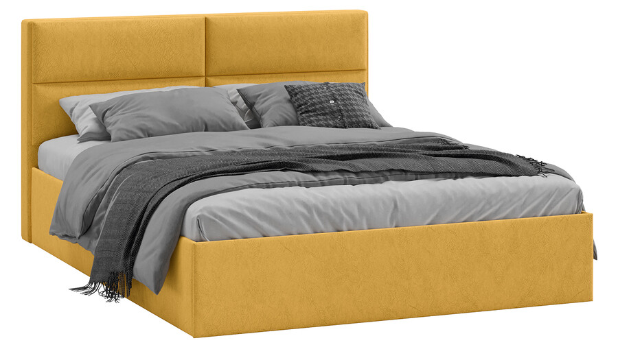 Кровать без ПМ «Глосс» Тип 1 (без подъемного механизма) Микровелюр Wellmart Yellow